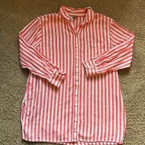 Aerie Pink and White Striped Button Down Shirt